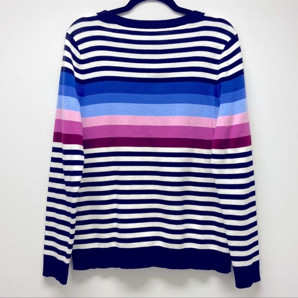 Talbots | Striped Knit Crewneck Sweater Navy/Multi-Colored L - Picture 3 of 8